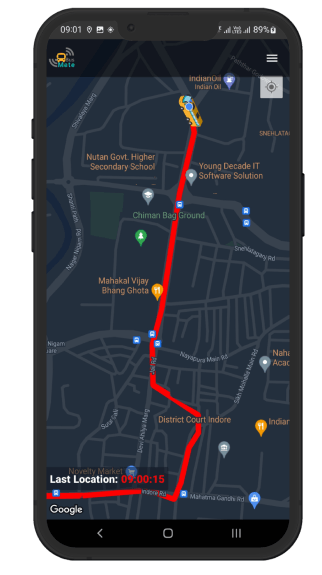 Main bus tracking view with real-time location map